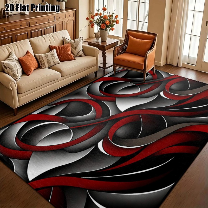 Hall Commercial Printing - Tapete Estampado com Curvas Abstratas 2D,