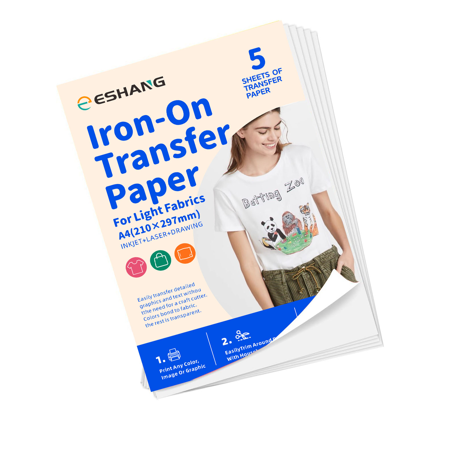 Printable Heat Transfer Vinyl - 5 folhas de papel de transferência